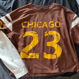 Brown and White Chicago 23 Long Sleeve Shirt